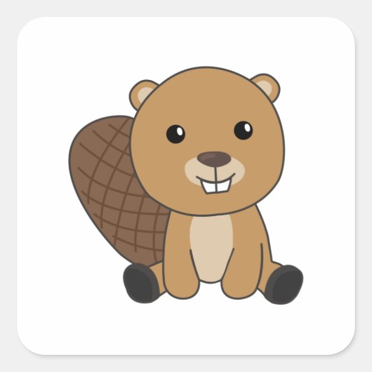 Beaver Cute Rodents for Kids Funny Beaver Vierkante Sticker (Voorkant)