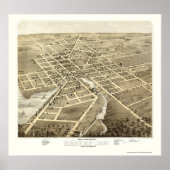 Beaver Dam, WI Panoramic Map - 1867 Poster (Voorkant)