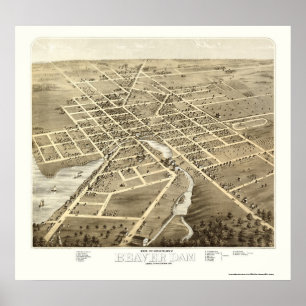 Beaver Dam, WI Panoramic Map - 1867 Poster