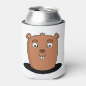 Beaver die uit een gat komt blikjeskoeler (Blikje Voorkant)