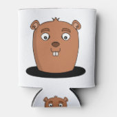 Beaver die uit een gat komt blikjeskoeler (Voorkant)