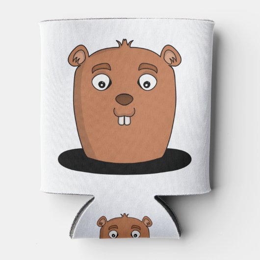 Beaver die uit een gat komt blikjeskoeler (Voorkant)