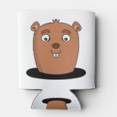 Beaver die uit een gat komt blikjeskoeler (Achterkant)