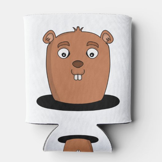 Beaver die uit een gat komt blikjeskoeler (Achterkant)