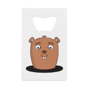Beaver die uit een gat komt creditkaart flessenopener