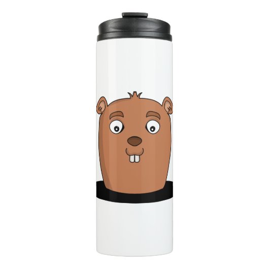 Beaver die uit een gat komt thermosbeker (Voorkant)