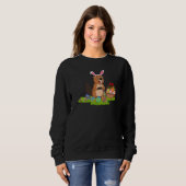 Beaver Easter Egg Hunting Bunny Beaver Easter Sund Trui (Voorkant volledig)