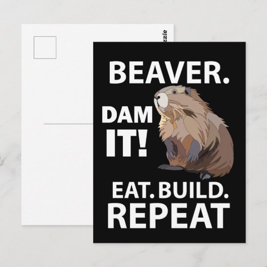 Beaver Eet Bouw Herhaal Grappig Briefkaart (Voorkant / Achterkant)