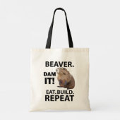 Beaver Eet Bouw Herhaal Grappig Tote Bag (Achterkant)