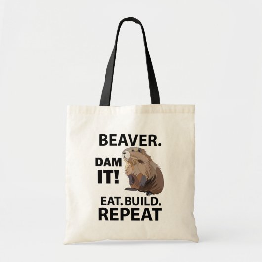 Beaver Eet Bouw Herhaal Grappig Tote Bag (Voorkant)