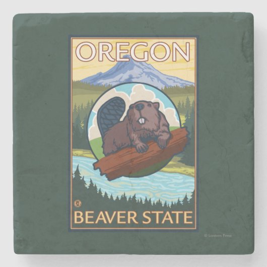 Beaver- en montageketensreis stenen onderzetter (Voorkant)