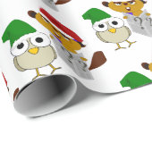 Beaver en Owl met kerstpet Cadeaupapier (Rol Hoek)