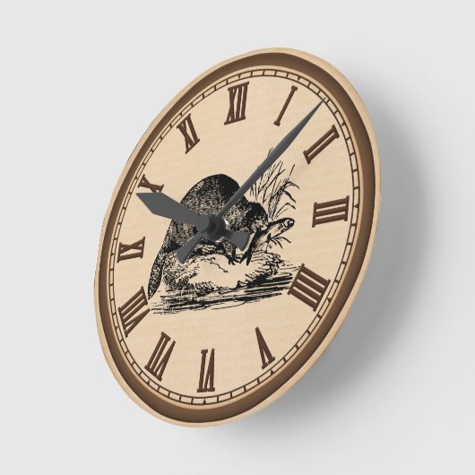  beaver en visroman-klok ronde klok (Hoek)