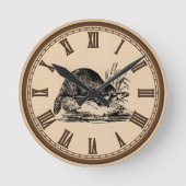  beaver en visroman-klok ronde klok (Voorkant)