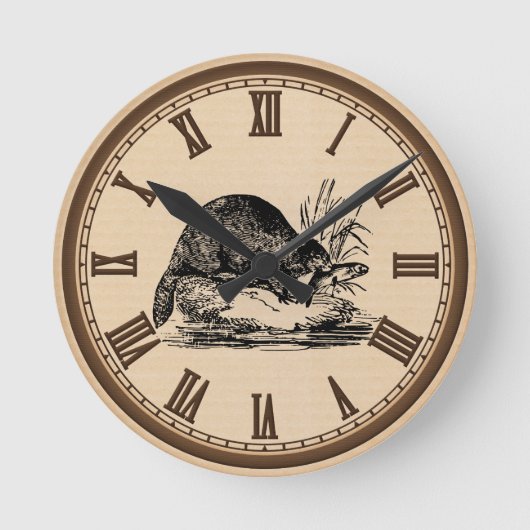 beaver en visroman-klok ronde klok (Voorkant)