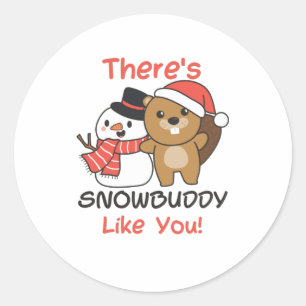 Beaver Er is Snowmaatje zoals Snowman Pun Ronde Sticker