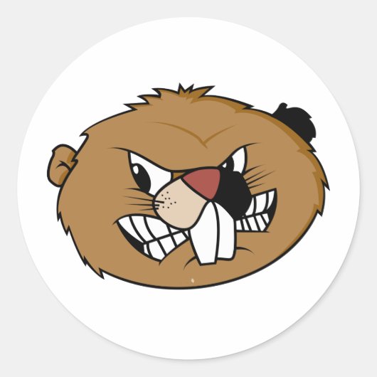 Beaver Face Ronde Sticker (Voorkant)