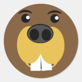 Beaver Face Ronde Sticker (Voorkant)