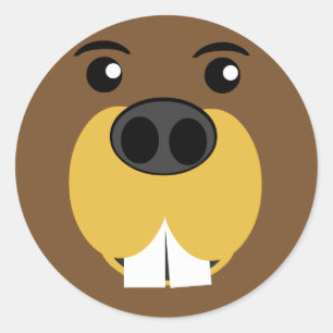 Beaver Face Ronde Sticker