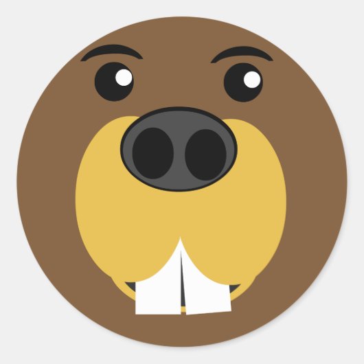 Beaver Face Ronde Sticker (Voorkant)