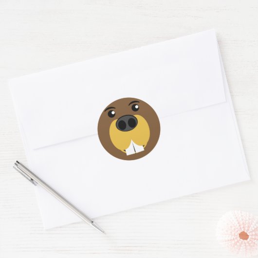 Beaver Face Ronde Sticker (Envelop)