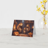 Beaver Familie Halloween Traditie verhaalkaart Kaart (Gele Bloem)