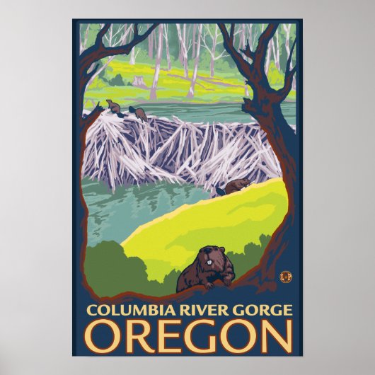 Beaver Family - Columbia River Gorge, Oregon Poster (Voorkant)