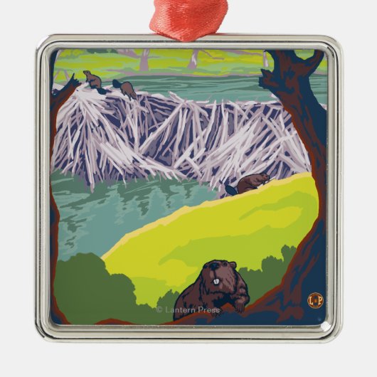 Beaver Family - Eugene, Oregon Metalen Ornament (Voorkant)