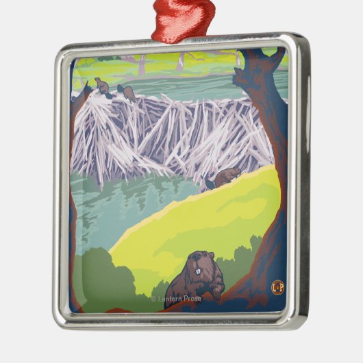 Beaver Family - Eugene, Oregon Metalen Ornament (Links)