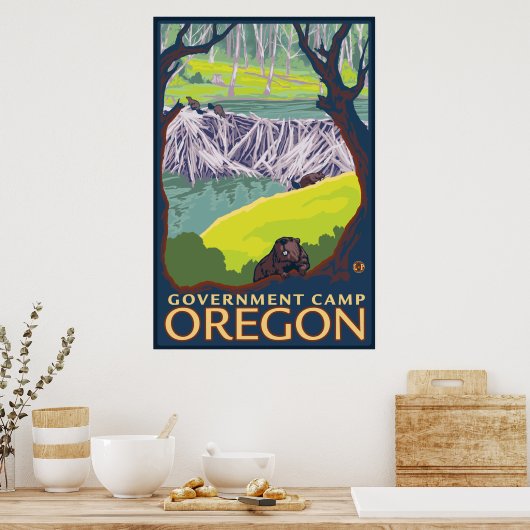 Beaver Family - Government Camp, Oregon Poster (Keuken)