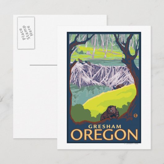 Beaver Family - Gresham, Oregon Briefkaart (Voorkant / Achterkant)