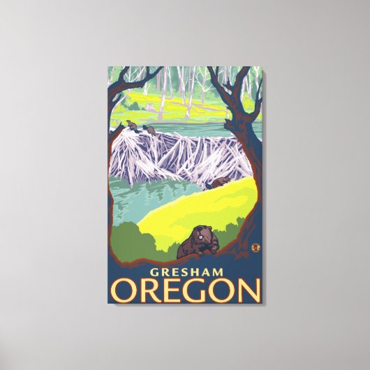 Beaver Family - Gresham, Oregon Canvas Afdruk (Voorkant)