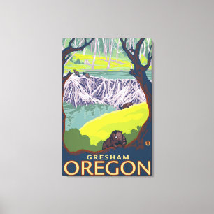 Beaver Family - Gresham, Oregon Canvas Afdruk
