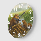 Beaver family in wetland haven grote klok (Hoek)