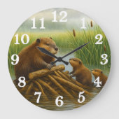 Beaver family in wetland haven grote klok (Voorkant)