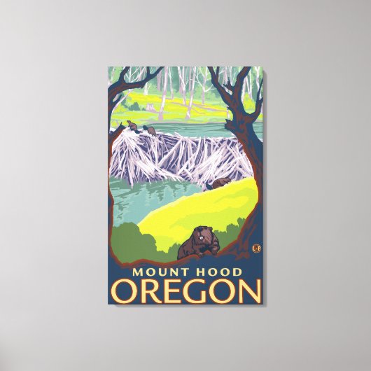Beaver Family - Mount Hood, Oregon Canvas Afdruk (Voorkant)