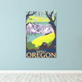 Beaver Family - Odell, Oregon Canvas Afdruk (Insitu (Houten vloer))