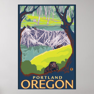 Beaver Family - Portland, Oregon Poster
