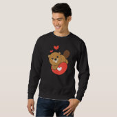 Beaver For Valentine s Day Cute Animals With Heart Trui (Voorkant volledig)