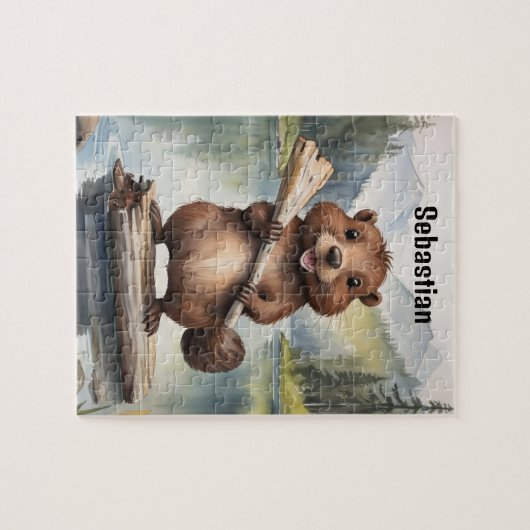 Beaver gepersonaliseerde Kinderen Legpuzzel (Horizontaal)