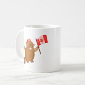 Beaver Holding Canada Flag Beer Raglan Baseball  Koffiemok (Voorkant links)