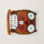 beaver houdt blije verjaardagsbericht cartoon legpuzzel (Horizontaal)