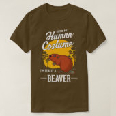 Beaver Human Costume Halloween Beaver 483 T-shirt (Design voorkant)