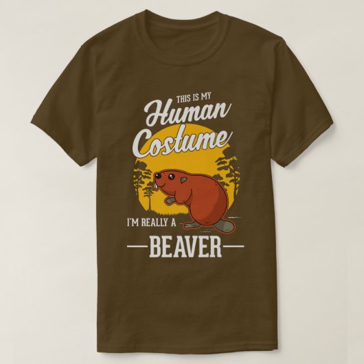 Beaver Human Costume Halloween Beaver 483 T-shirt (Design voorkant)