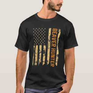 Beaver Hunting American Flag Patriotic Bea T-shirt