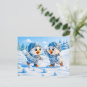 Beaver Ice Bathing in a Striped Swimsuit Briefkaart (Staand voorkant)