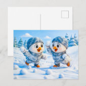 Beaver Ice Bathing in a Striped Swimsuit Briefkaart (Voorkant / Achterkant)