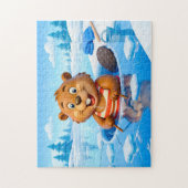 Beaver Ice Bathing in a Striped Swimsuit Legpuzzel (Verticaal)