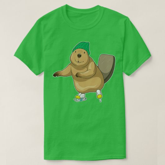 Beaver Ice skating Ice schaatsen T-shirt (Design voorkant)