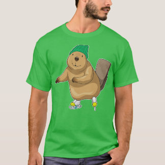 Beaver Ice skating Ice schaatsen T-shirt